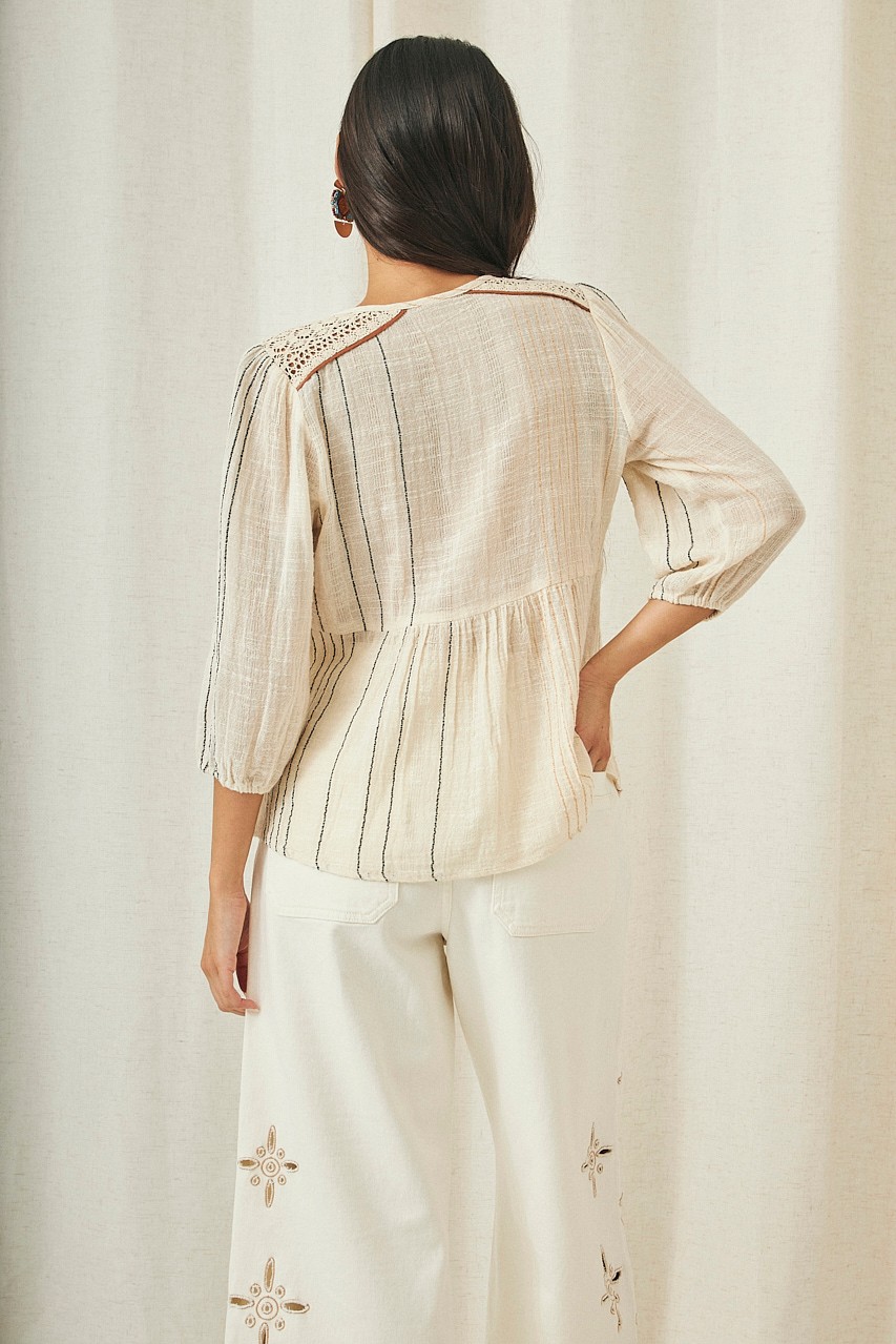 3/4 SLEEVE STRIPED BLOUSE 3