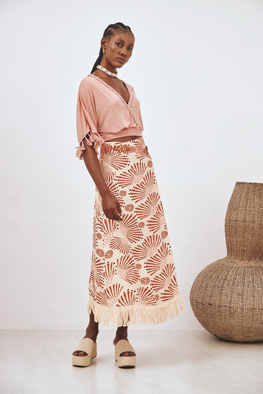 PRINTED MIDI PAREO SKIRT