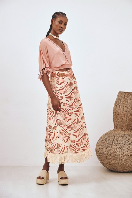 FALDA PAREO MIDI ESTAMPADA