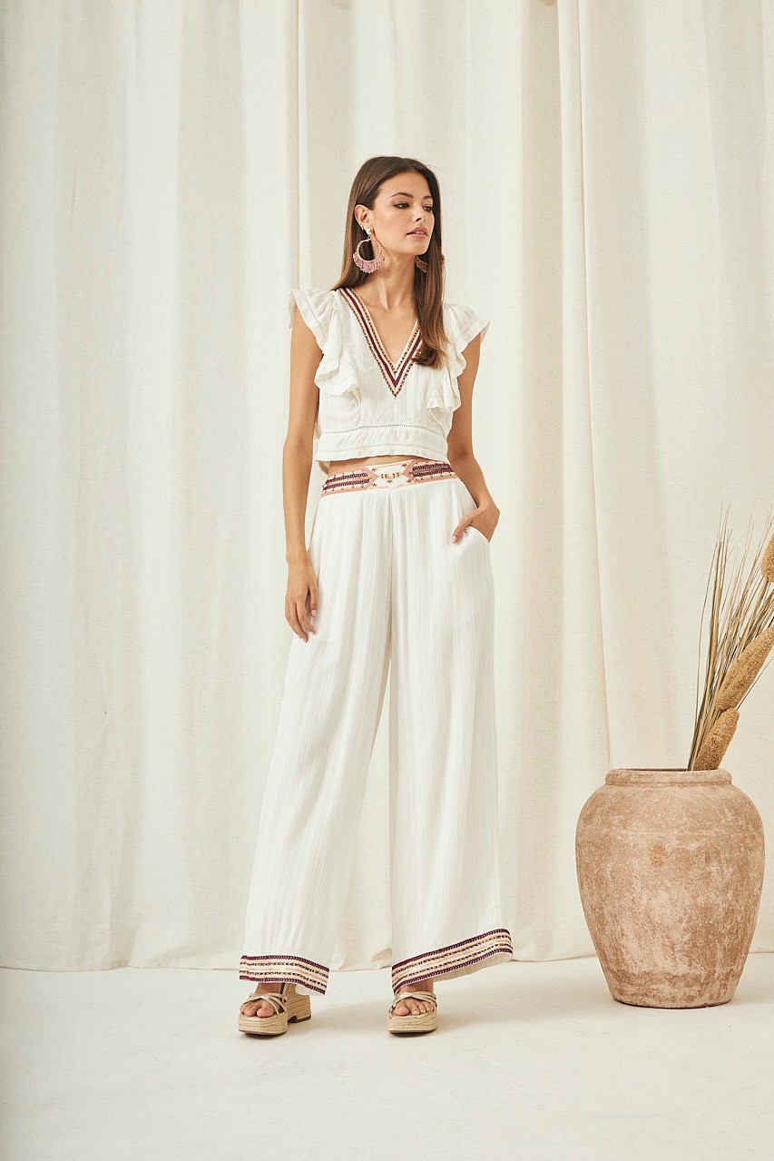 EMBROIDERED PALAZZO TROUSERS 1