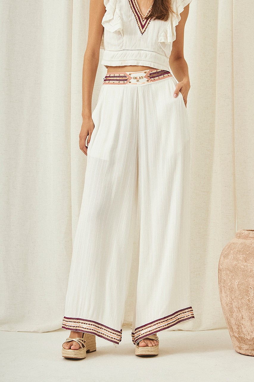 EMBROIDERED PALAZZO TROUSERS 3