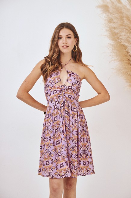 VESTIDO CORTO ESTAMPADO CUT OUTS