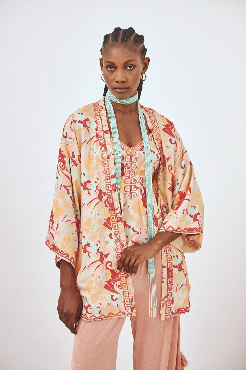 EMBROIDERED PRINTED KIMONO 1