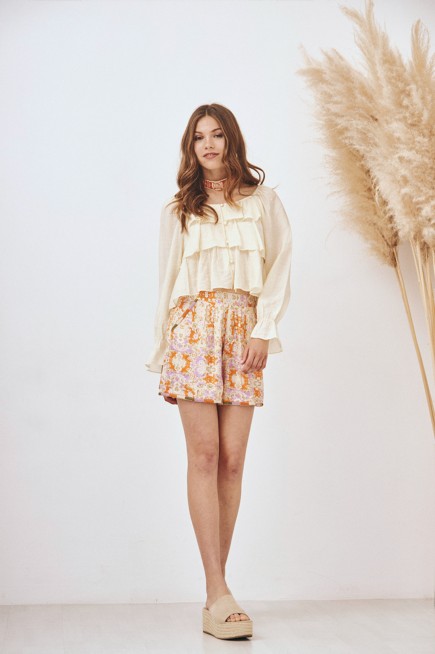 EMBROIDERED FLOWING SHORTS