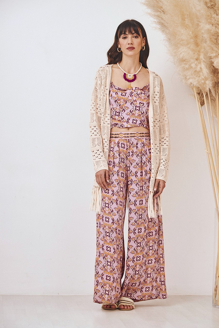 EMBROIDERED PRINTED PANTS