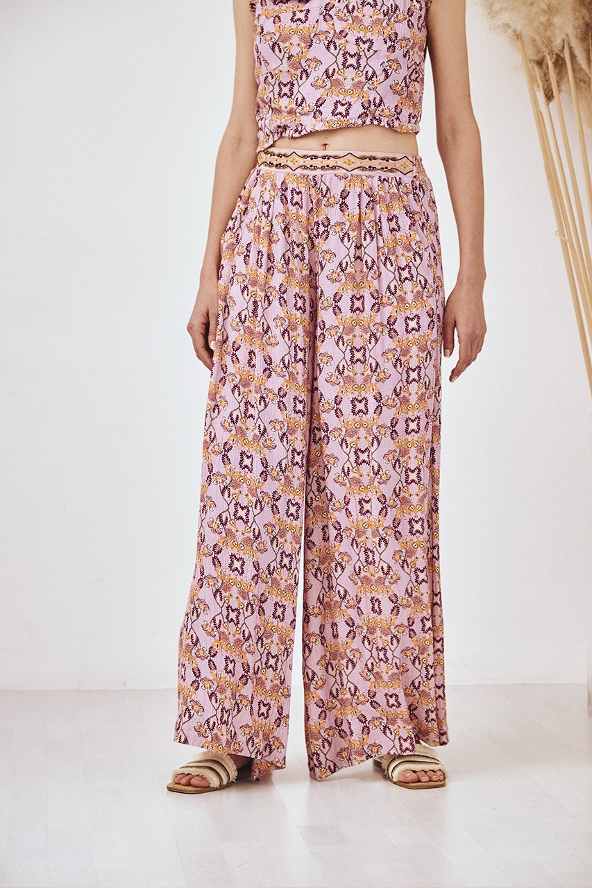 EMBROIDERED PRINTED PANTS