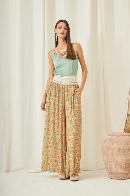 GEOMETRIC PRINT PALAZZO TROUSERS