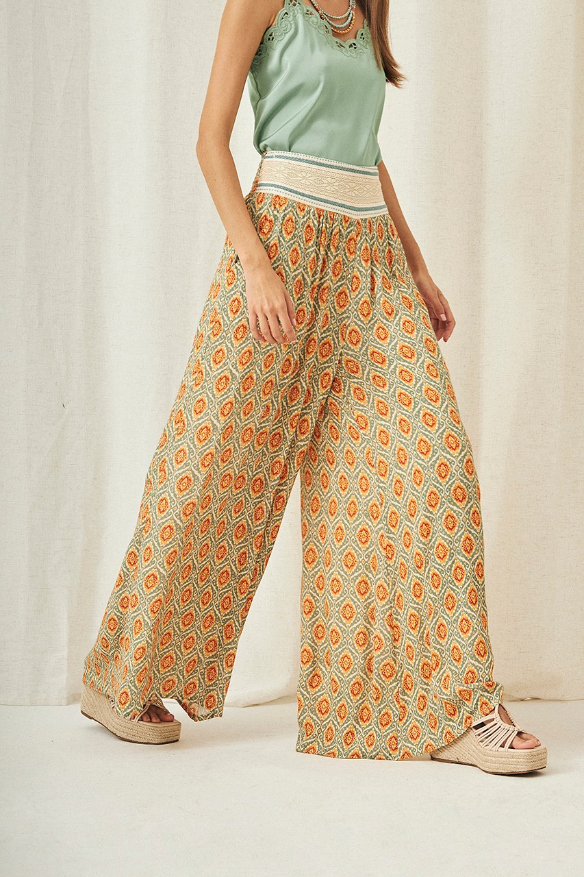 GEOMETRIC PRINT PALAZZO TROUSERS 1