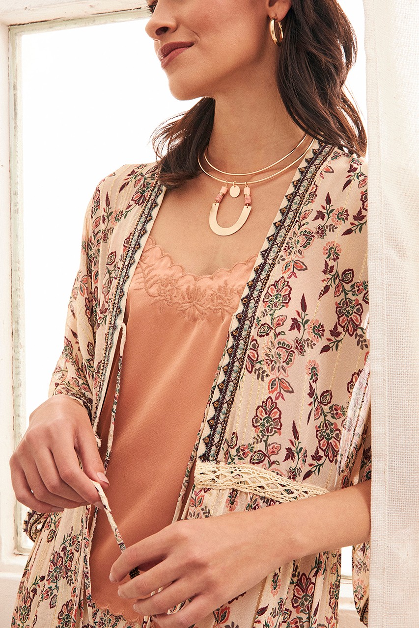 LONG ROMANTIC 3/4 SLEEVE KIMONO