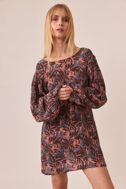 VESTIDO CORTO SOMBRA HOJAS
