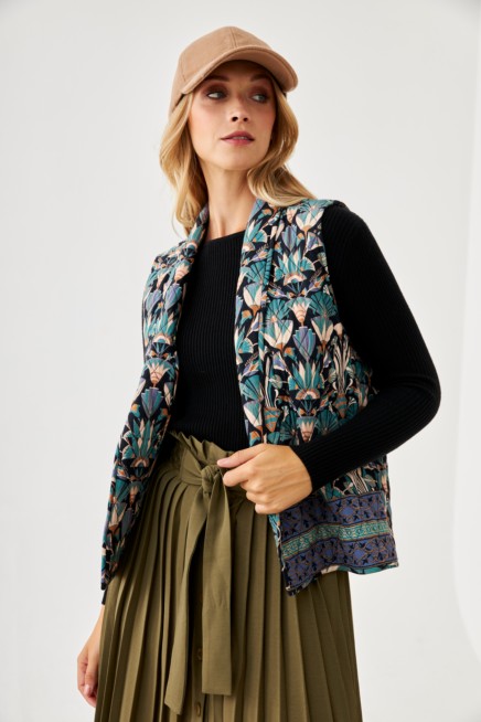 PRINTED QUILTED RAYON VEST