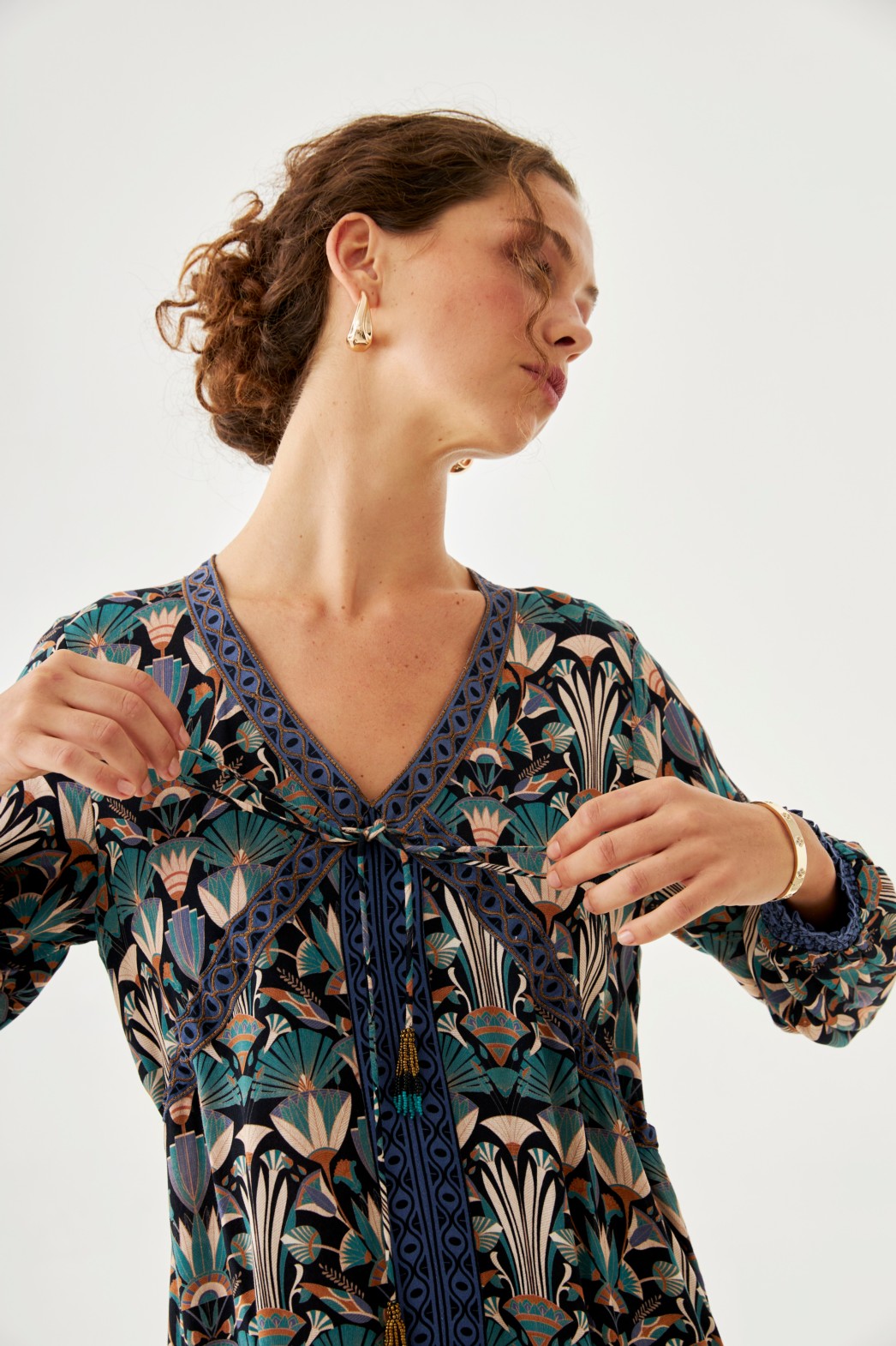 EMBROIDERED RIBBONS PRINTED DRESS 2