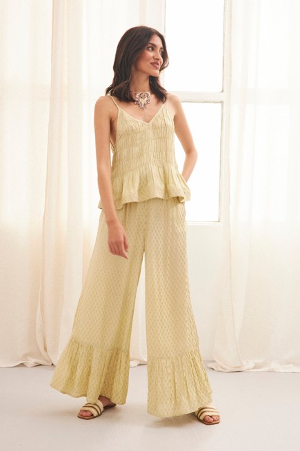 WIDE LEG RUFFLE TROUSERS