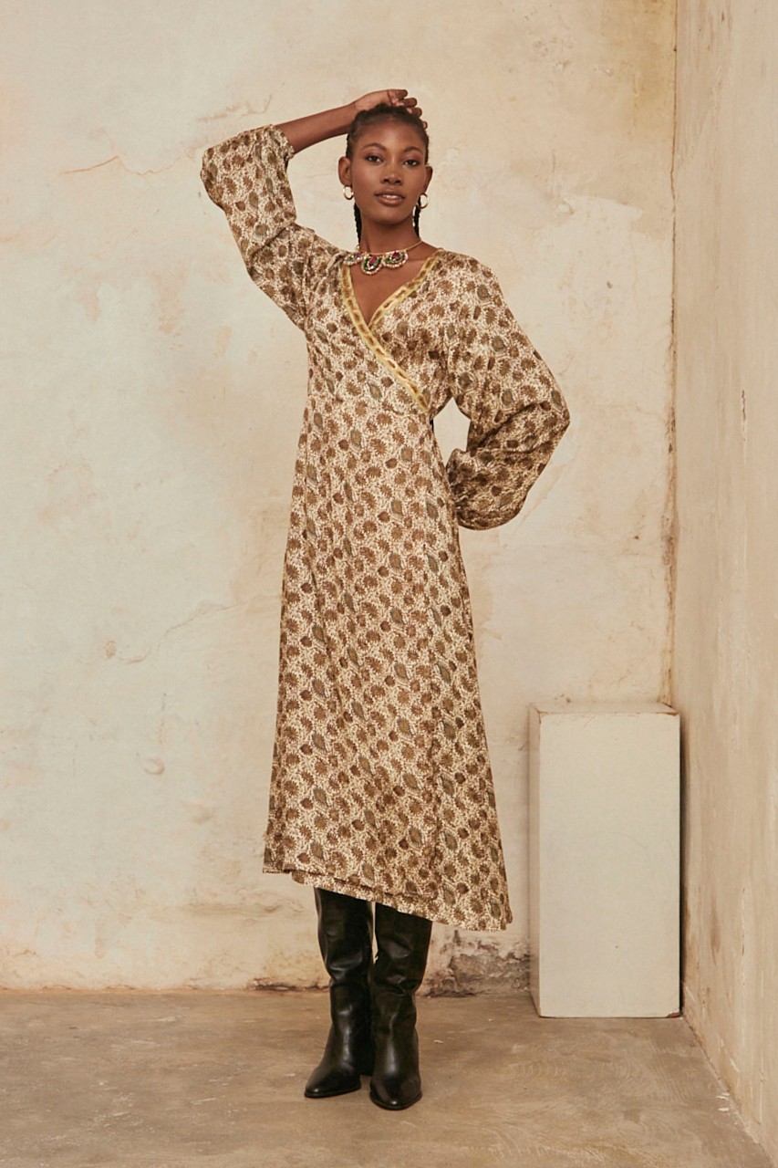 Paisley print wrap dress online