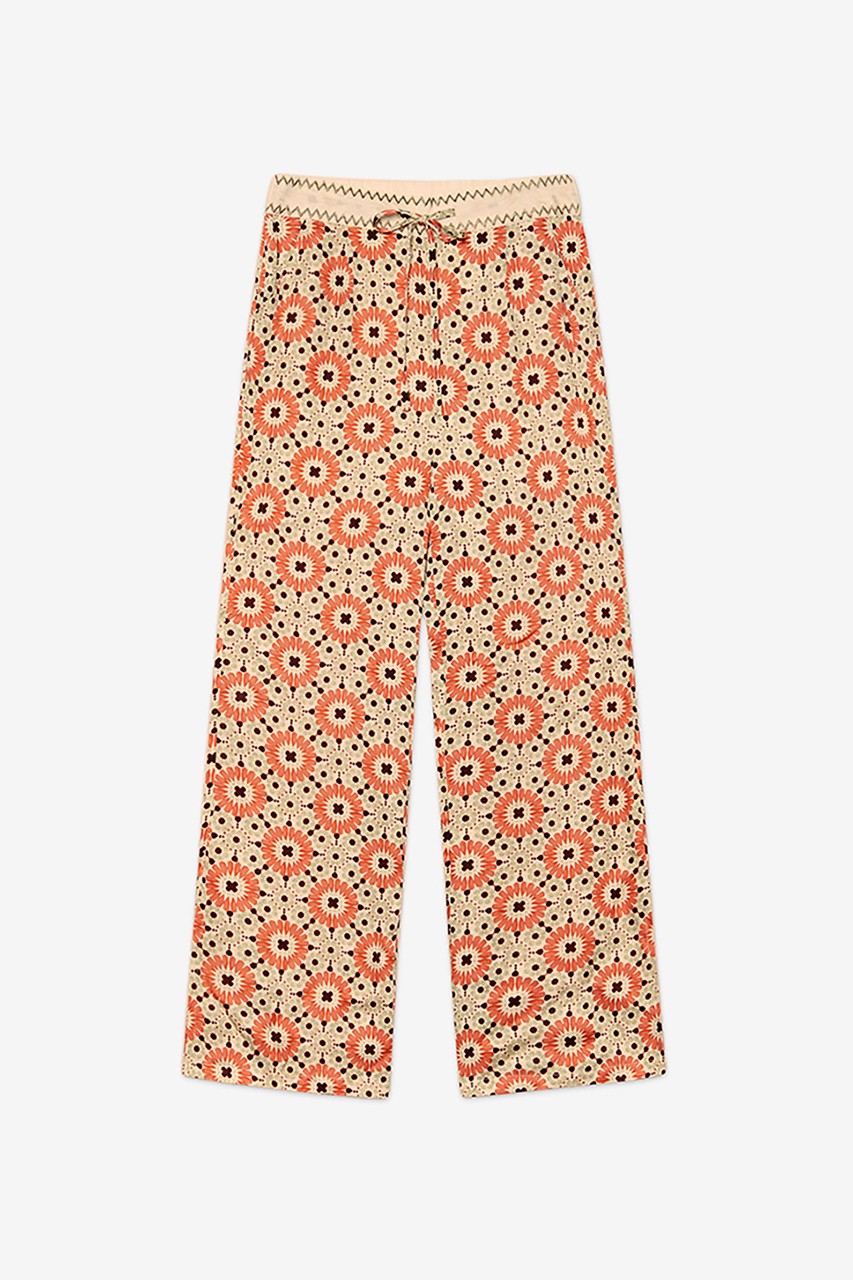 PRINTED WIDE LEG TROUSERS SLIT 5