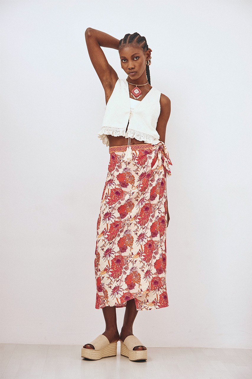 PRINTED MIDI PAREO SKIRT 1