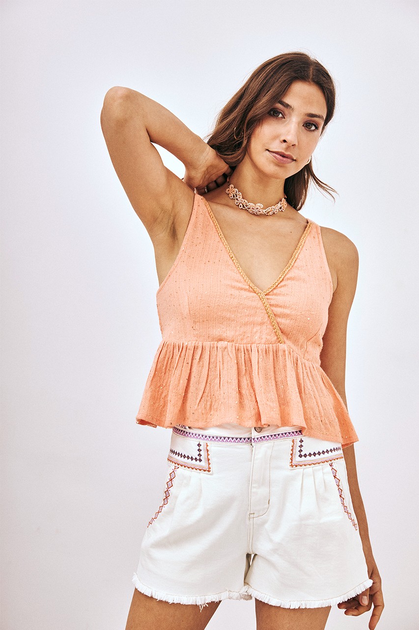 PEACH SEQUINS CROSS TOP 2