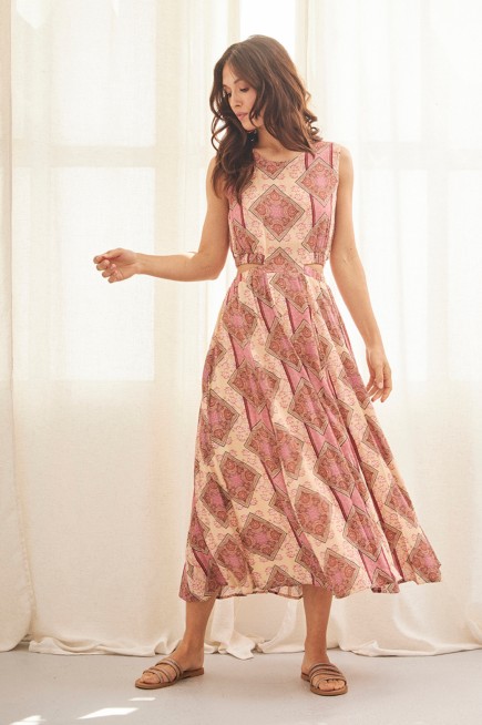 CUT-OUT PRINTED DRESS