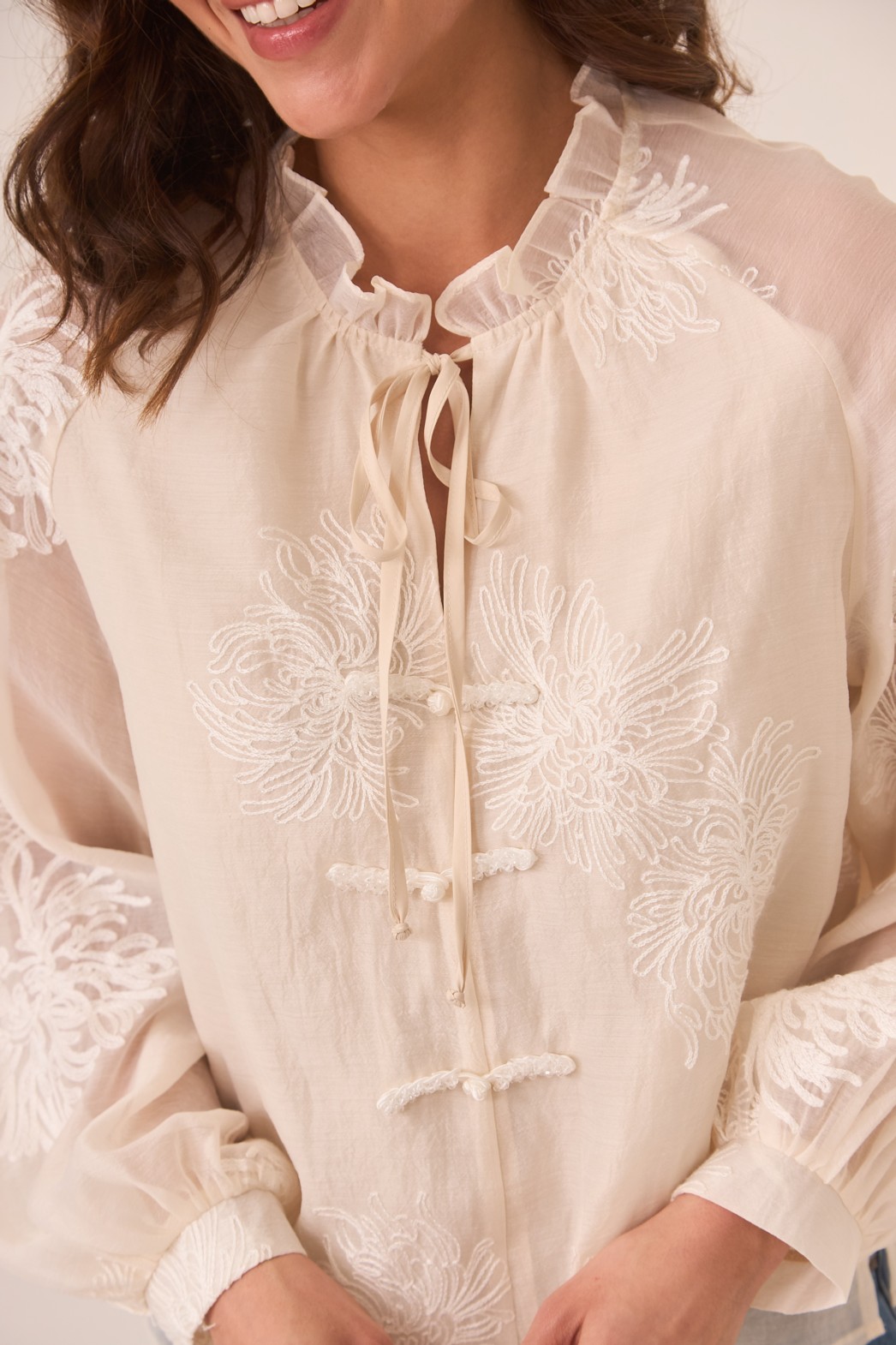 ORIENTAL INSPIRED BLOUSE WITH EMBROIDERY FABRIC 2