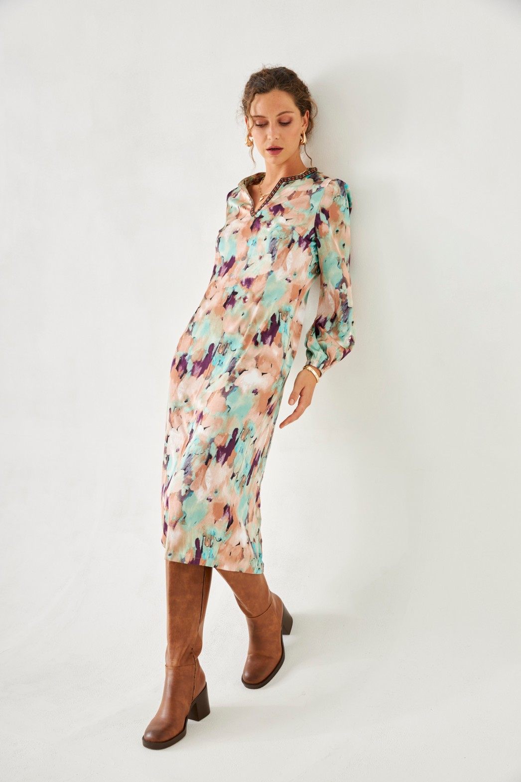 BLURRED PRINT DRESS
