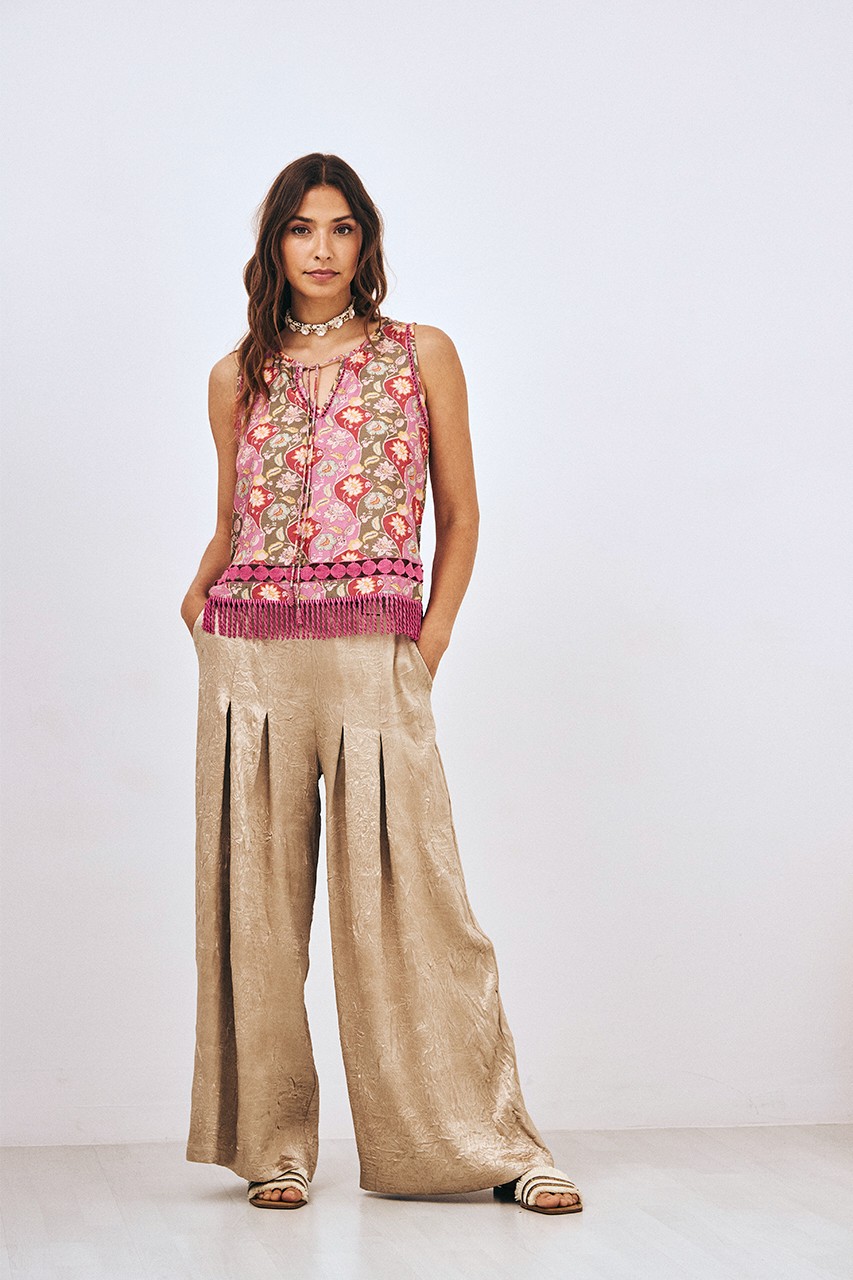 PANTALÓN PINZAS METALIZADO