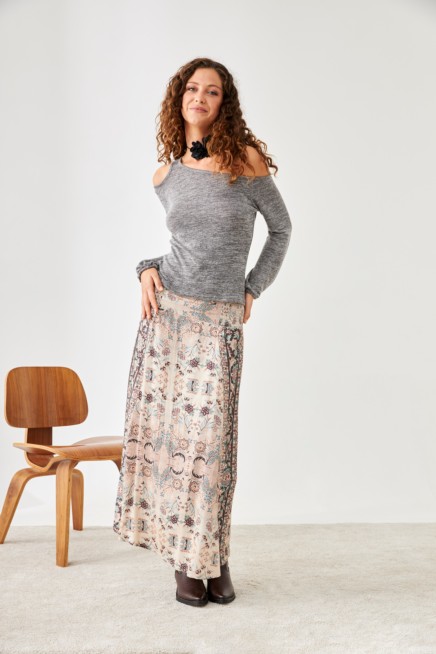 ASYMMETRICAL NECKLINE TOP WITH CUT OUT ON SHOULDER