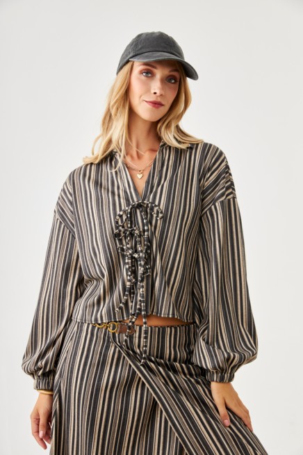 TENCEL JACKET STRIPED PRINT