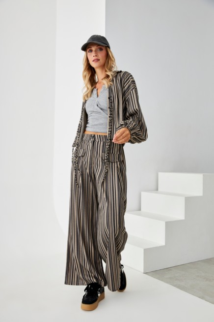 PANTALON TENCEL WIDE LEG ESTAMPADO RAYAS