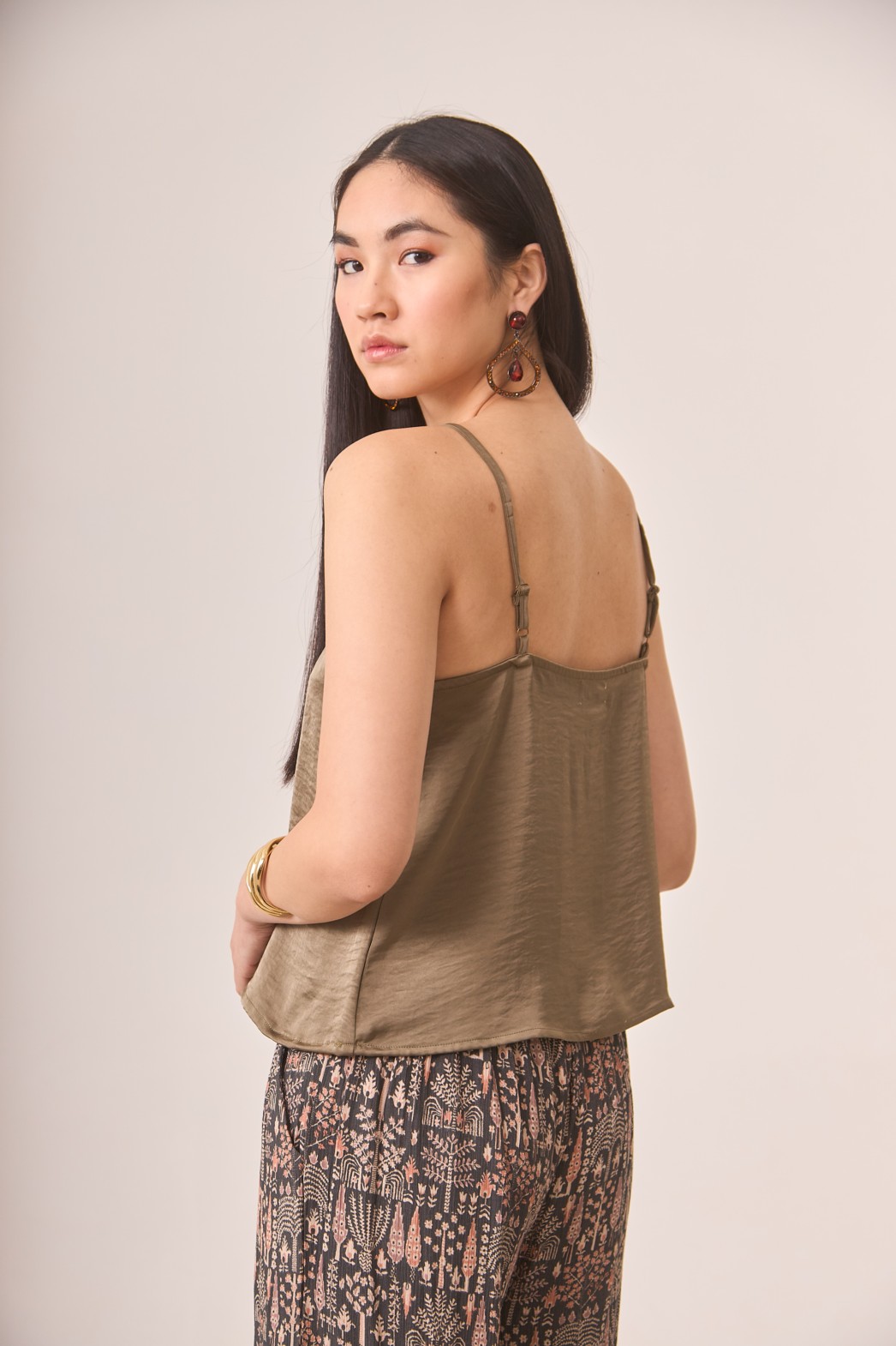KAKI SATIN LINGERIE TOP