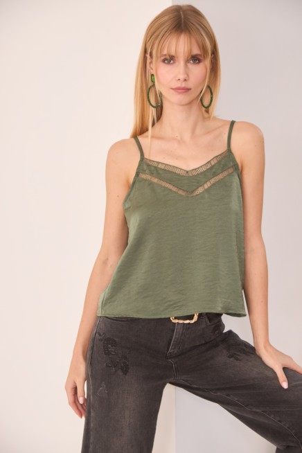 TOP LENCERO SATINADO VERDE