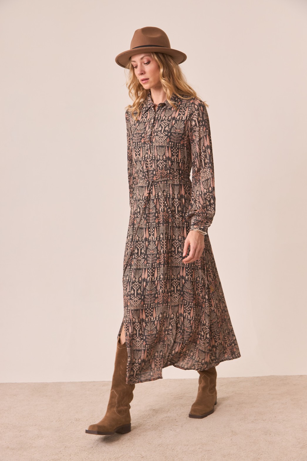 PRINTED SHIRT DRESS