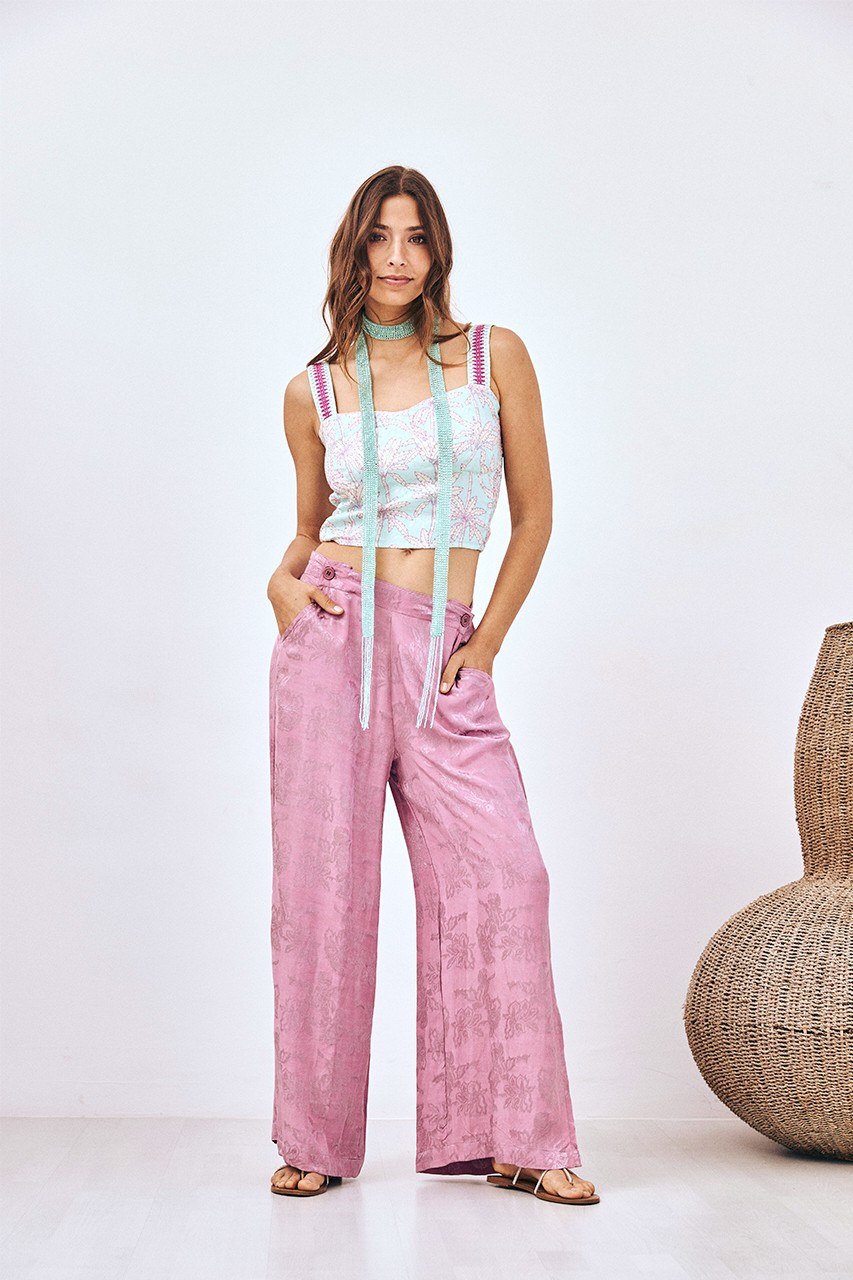 FLOWING JACQUARD PANTS