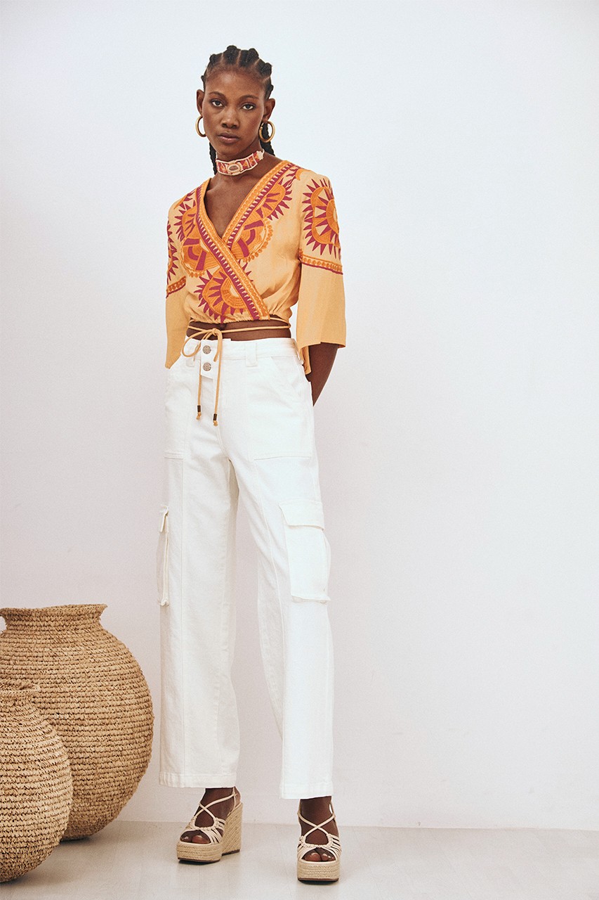 CORD EMBROIDERY WRAP BLOUSE 1