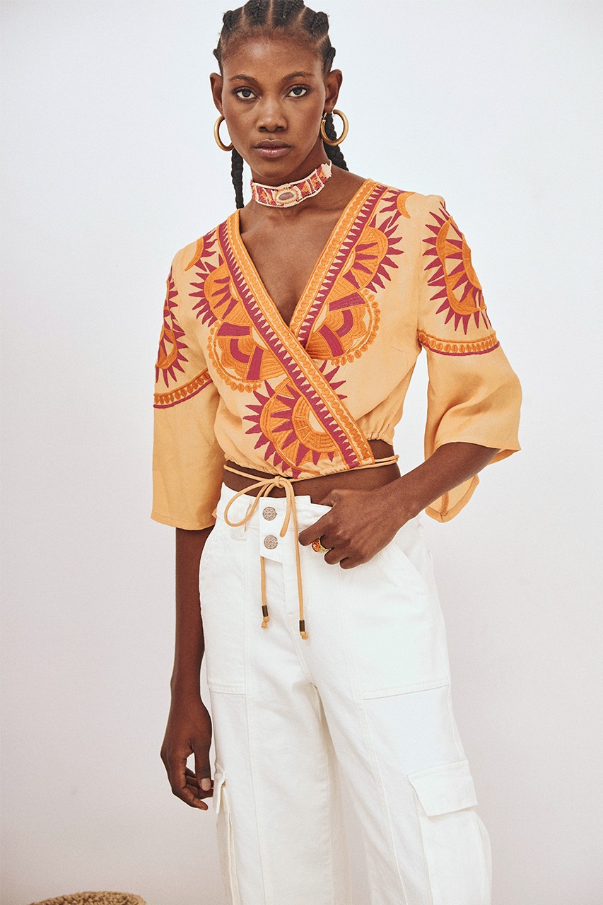 CORD EMBROIDERY WRAP BLOUSE 2