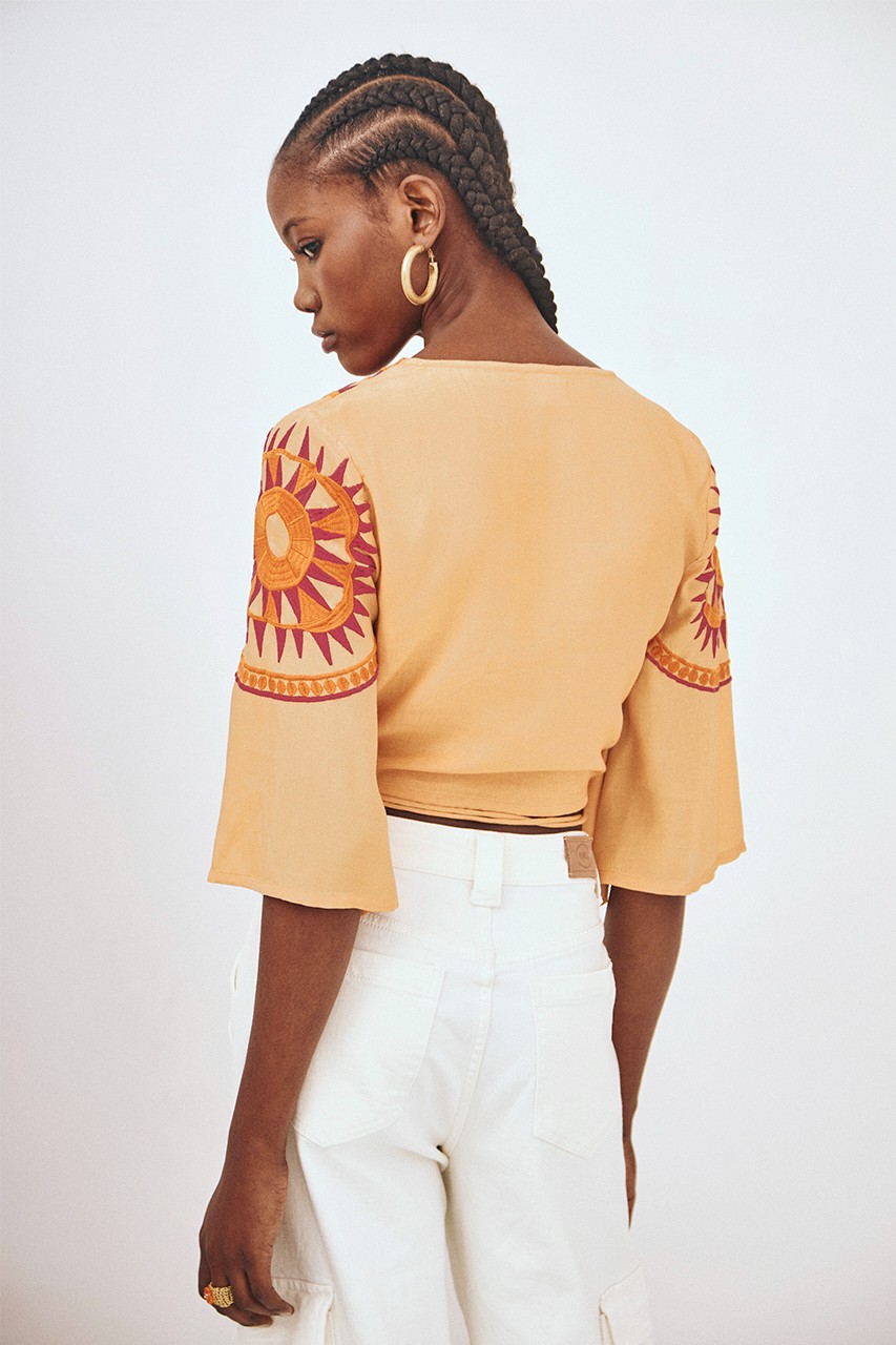 CORD EMBROIDERY WRAP BLOUSE 4