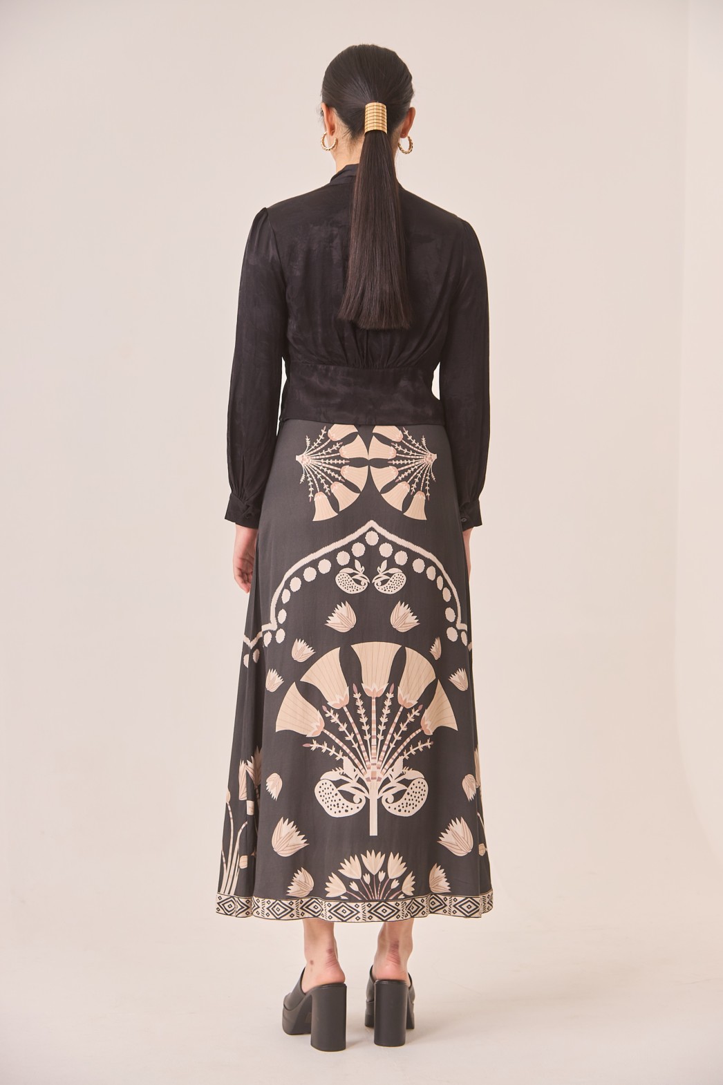 FLORAL MOTIFS BICOLOUR SKIRT 1
