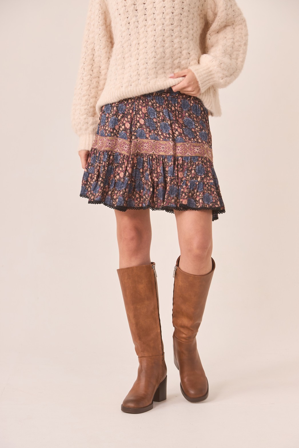 FLOWERS SHORT PRINTED SKIRT 2