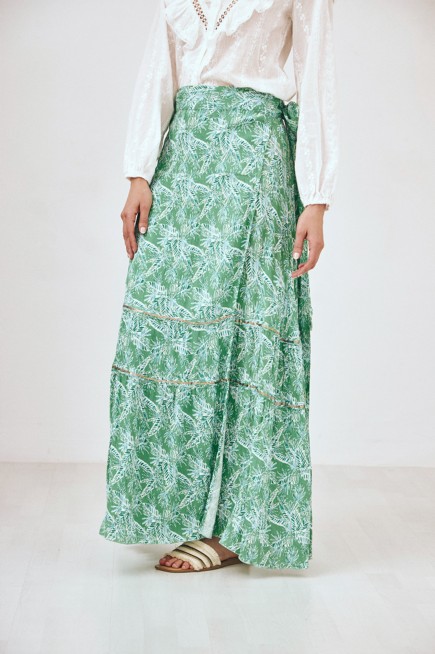 PRINTED LONG PAREO SKIRT