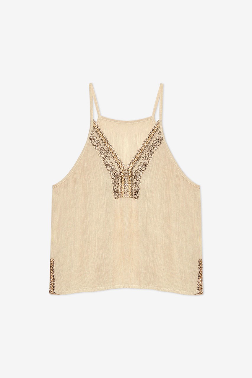 METALLIC EMBROIDERED TOP