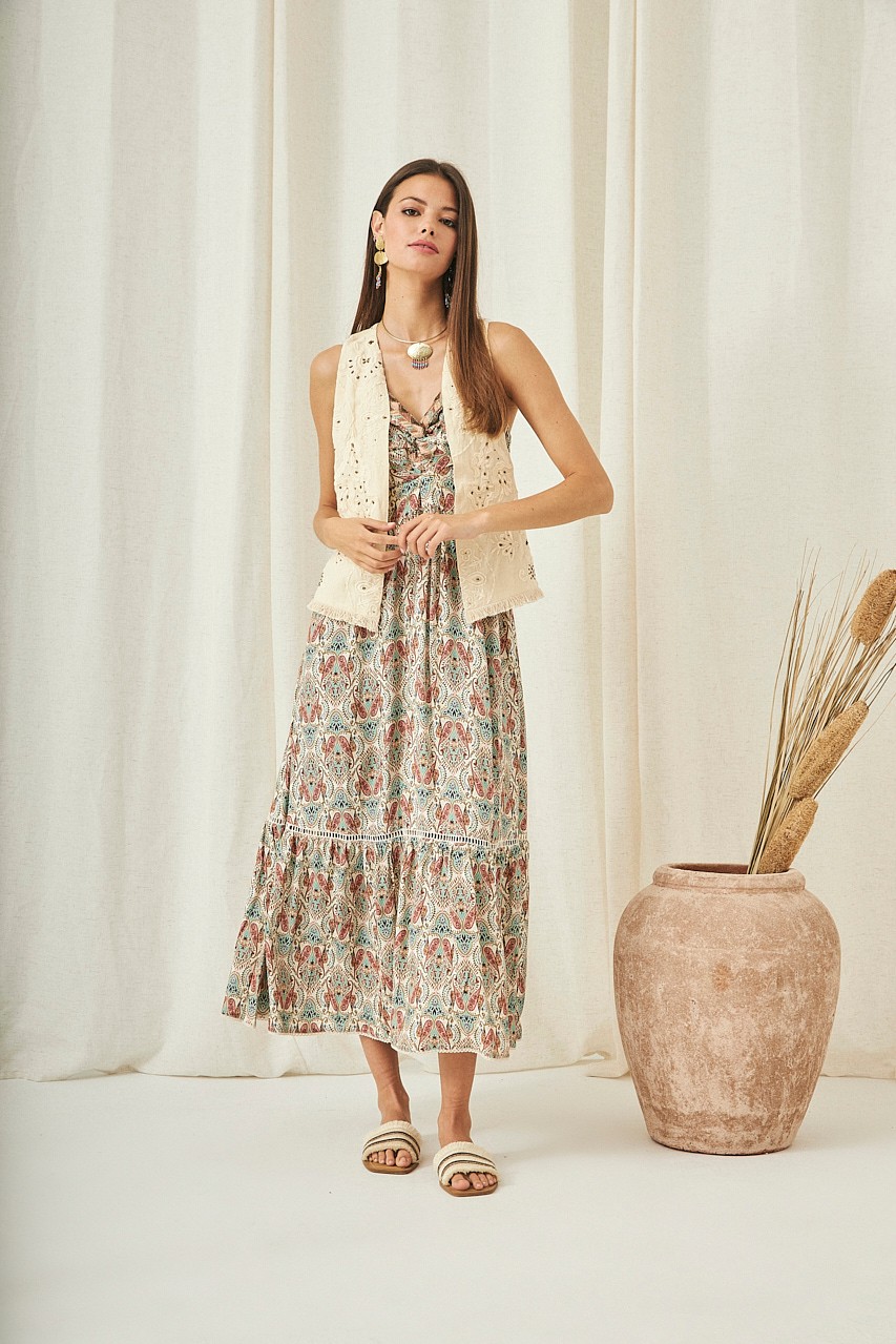 LONG PAISLEY PRINT DRESS 1