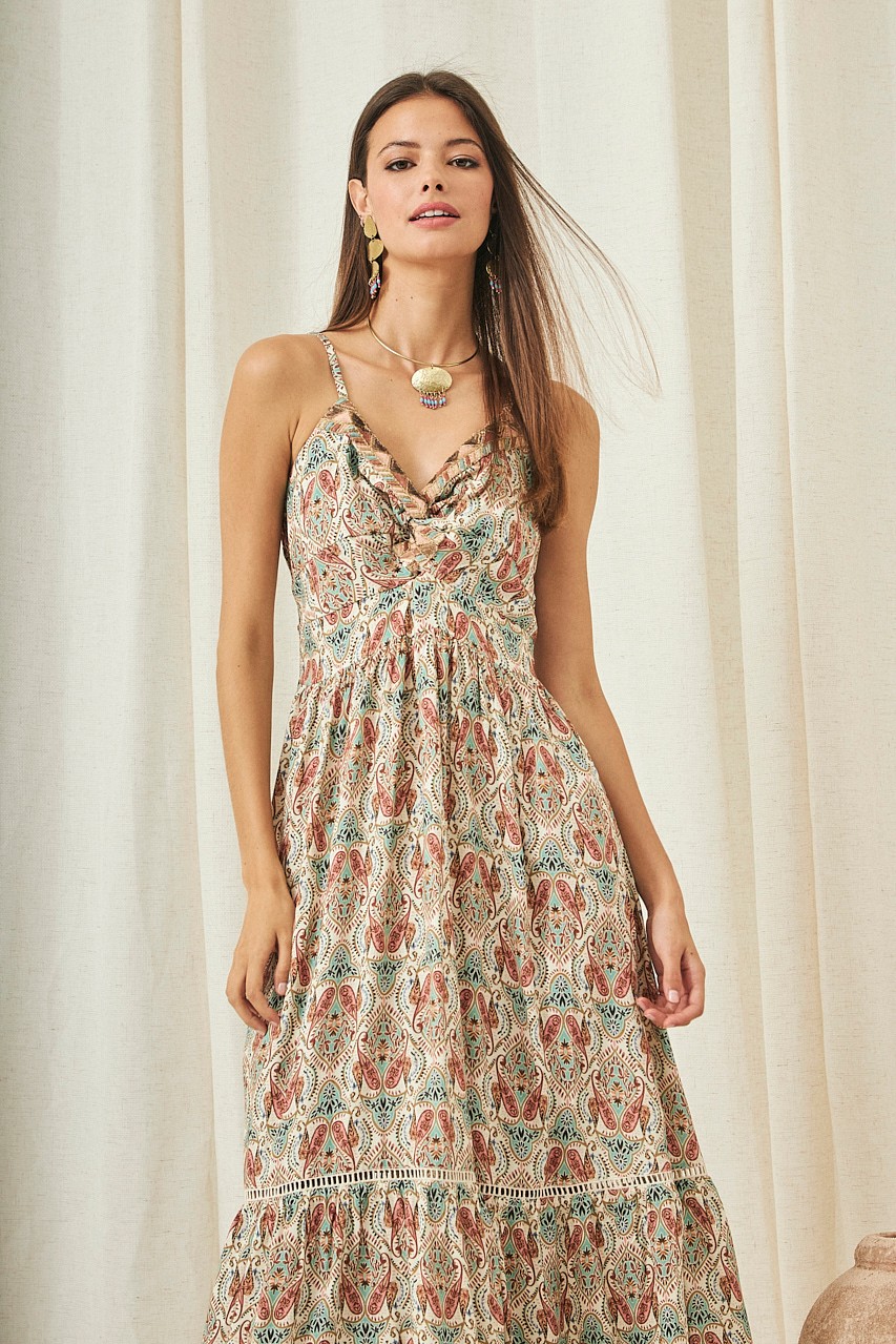 LONG PAISLEY PRINT DRESS 2