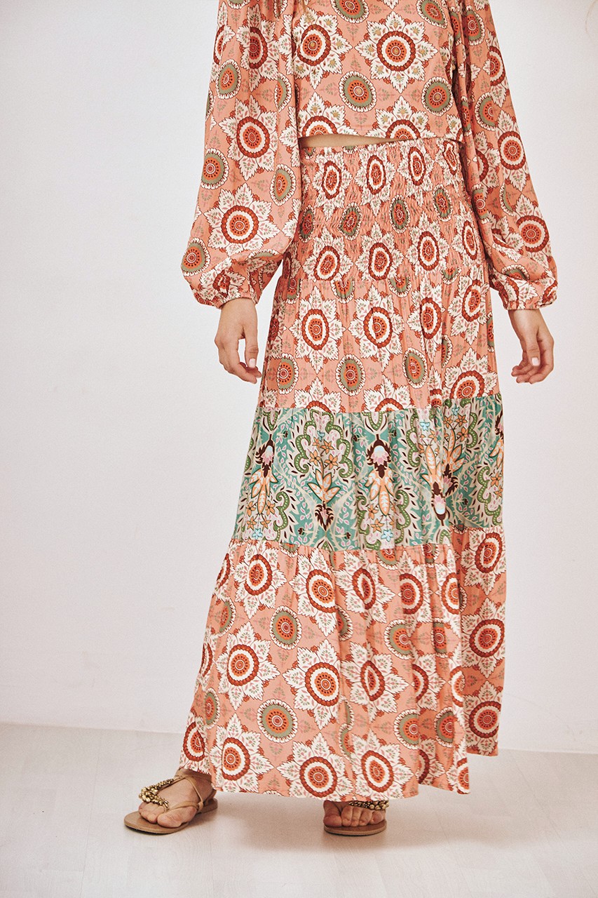 LONG SKIRT WITH MIXED PRINTS 2