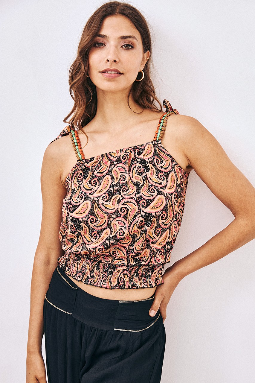 TOP PAISLEY FRUNCIDO