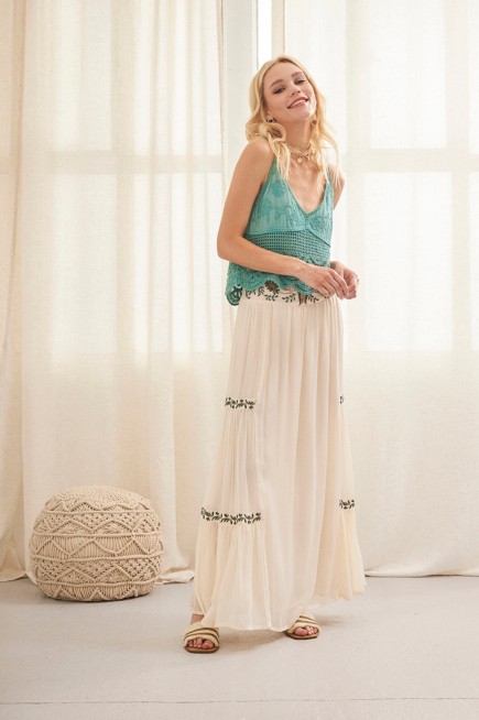 LONG EMBROIDERED SKIRT