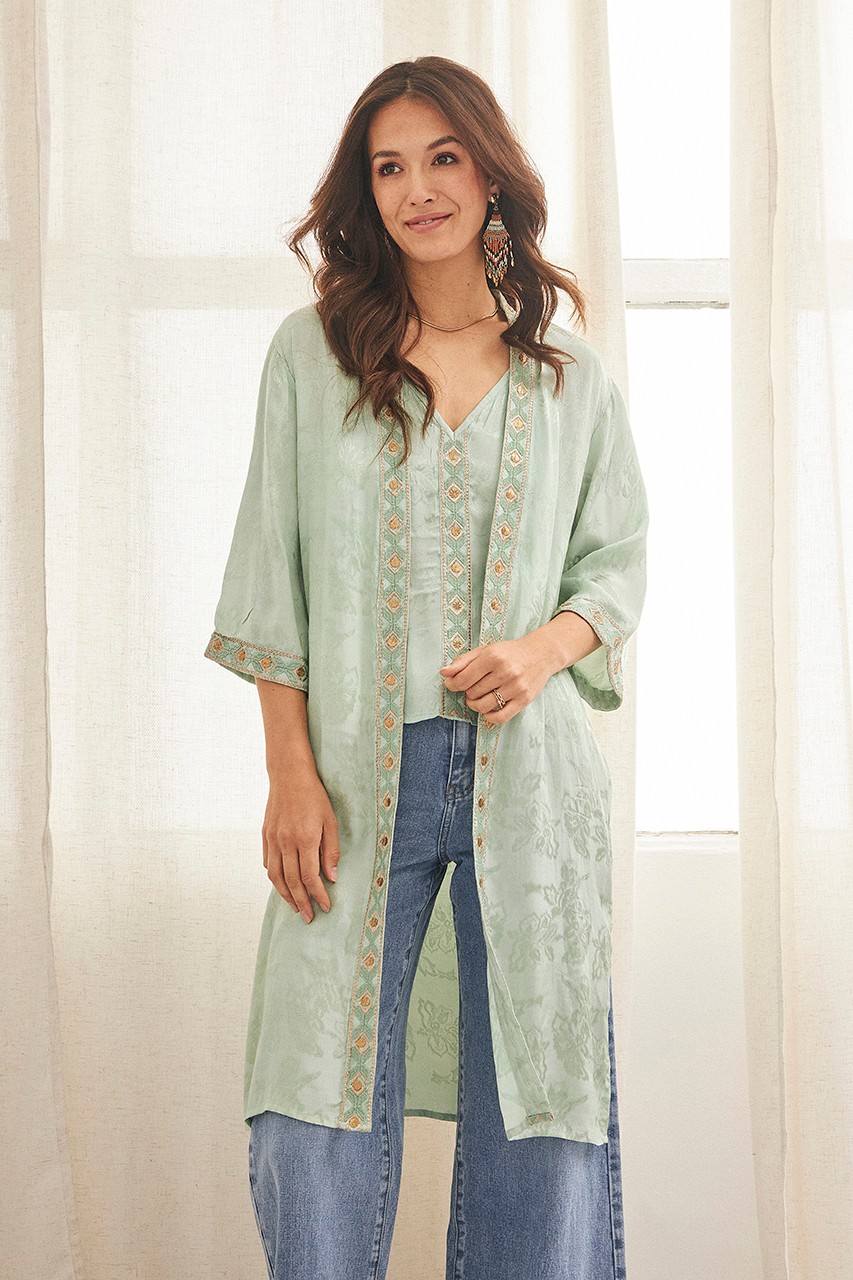 EMBROIDERED MIDI KIMONO