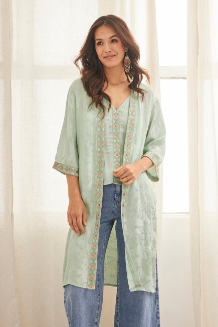 EMBROIDERED MIDI KIMONO