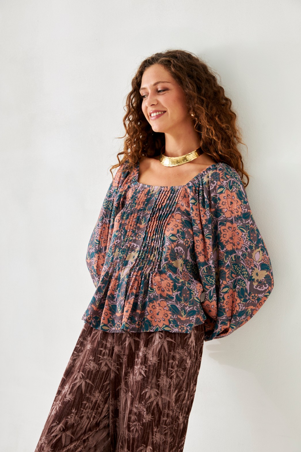 BLUSA PLISADA FLORES