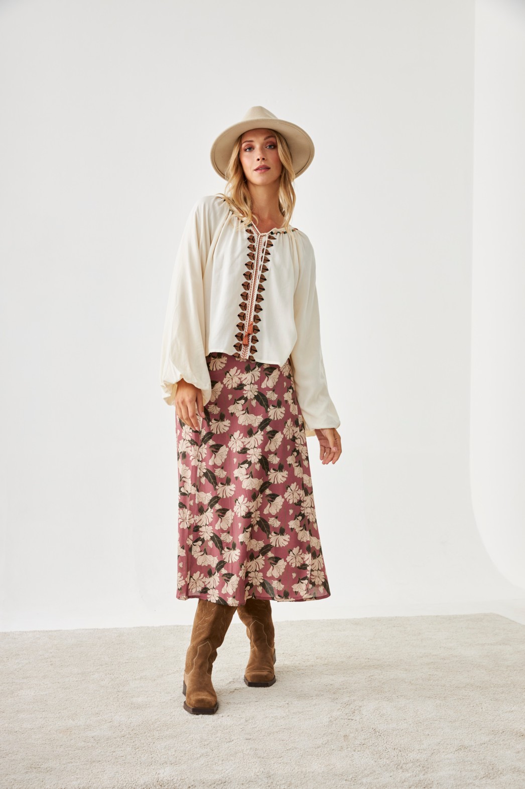 FLORAL MIDI SKIRT