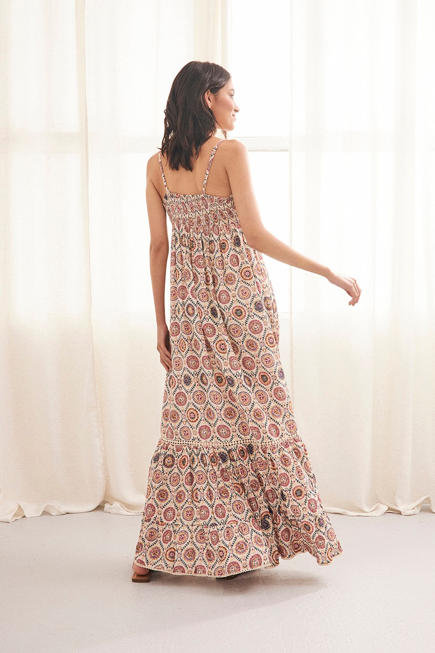 LONG EMBROIDERED PRINTED DRESS 3