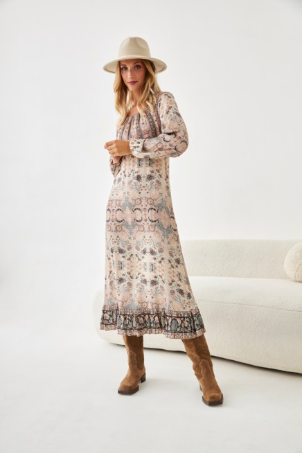 LONG MODAL PRINTED DRESS